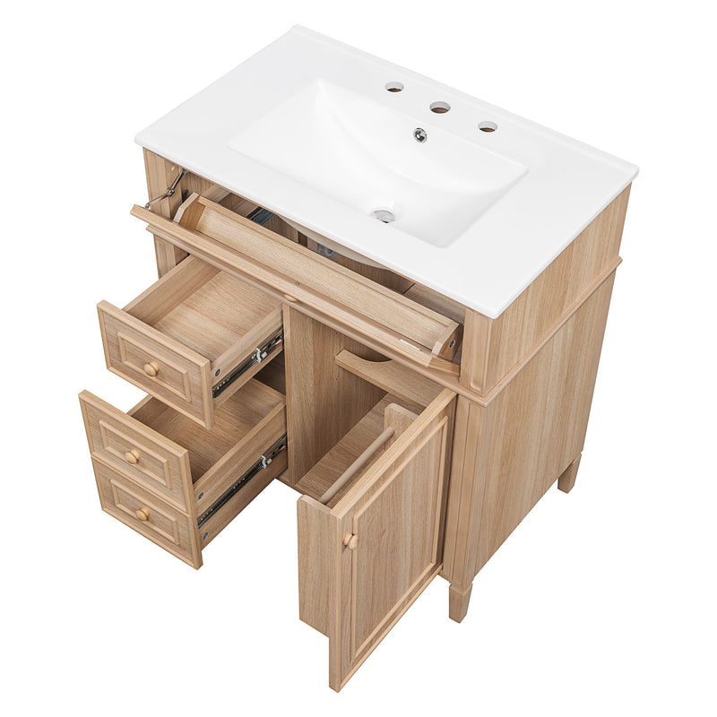 Bathroom Vanity With Sink, Flip Out Drawer, 2 Soft Close Drawers, 1 Soft Close Door - Wood