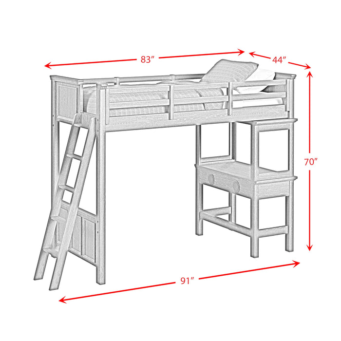 Hampton Kids Loft with Ladder and Desk with Speaker