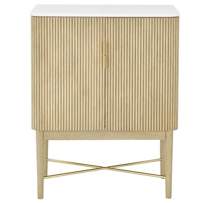 Vida - Marble Top Wine Cabinet - White