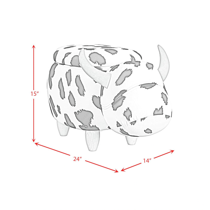 Cow Storage Stool in White and Black