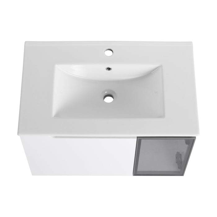 Wall Mounted Bathroom Vanity With Sink, 2 Soft Close Doors, Cabinet & Half Door
