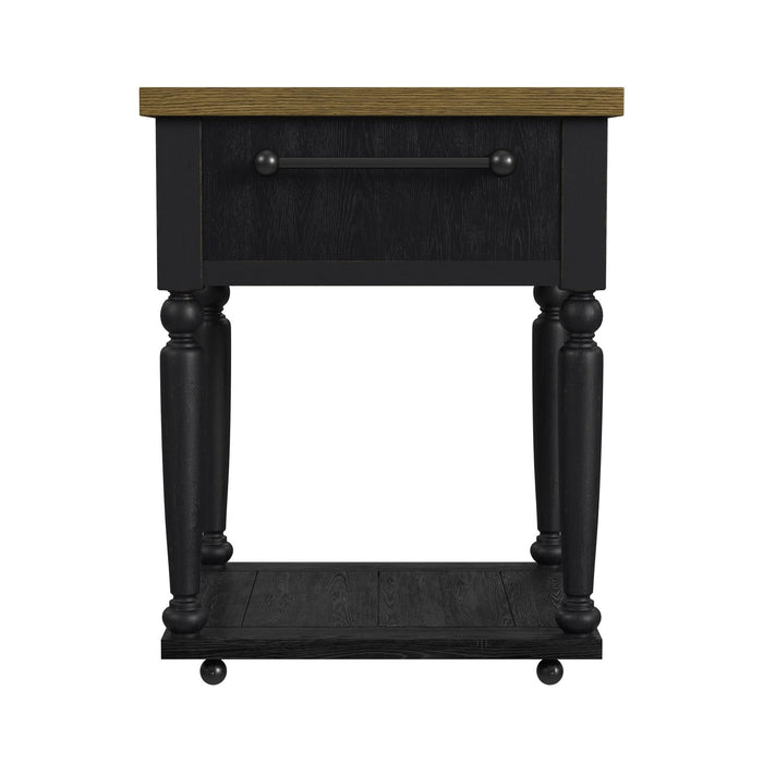 Heritage - Chopping Block Island With Casters - Oak Brown And Black