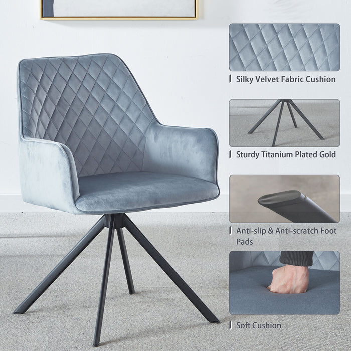 Modern Desk Chair No Wheel, Ergonomic Office Chair Home Office Upholstered Chair, Computer Chair For Bedroom, Reception Room, Living Room With Metal Legs - Blue