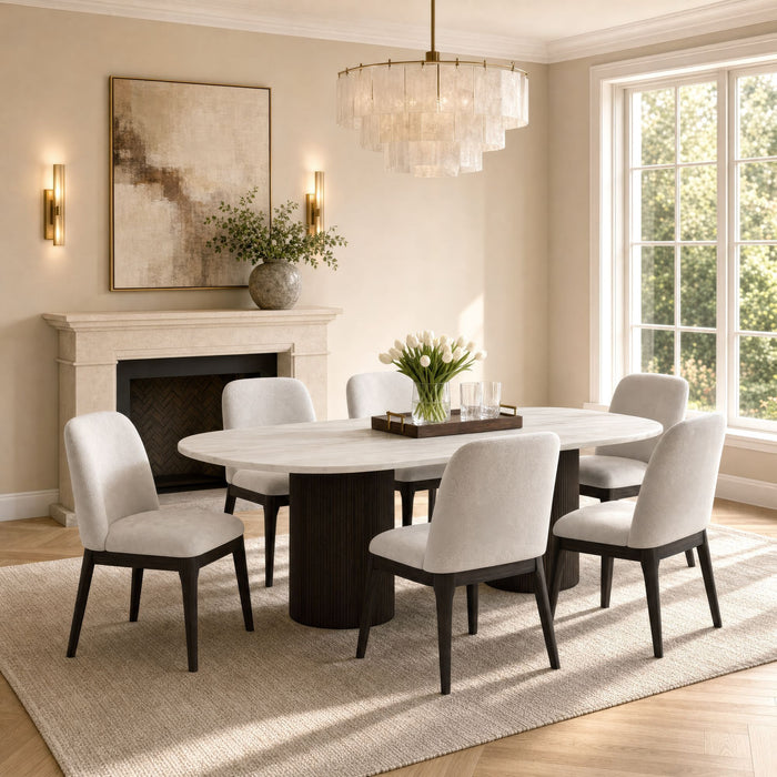 Sylvie - 7 Piece Standard Height Dining Set (Oval Table And Six Chairs) - Dark Brown