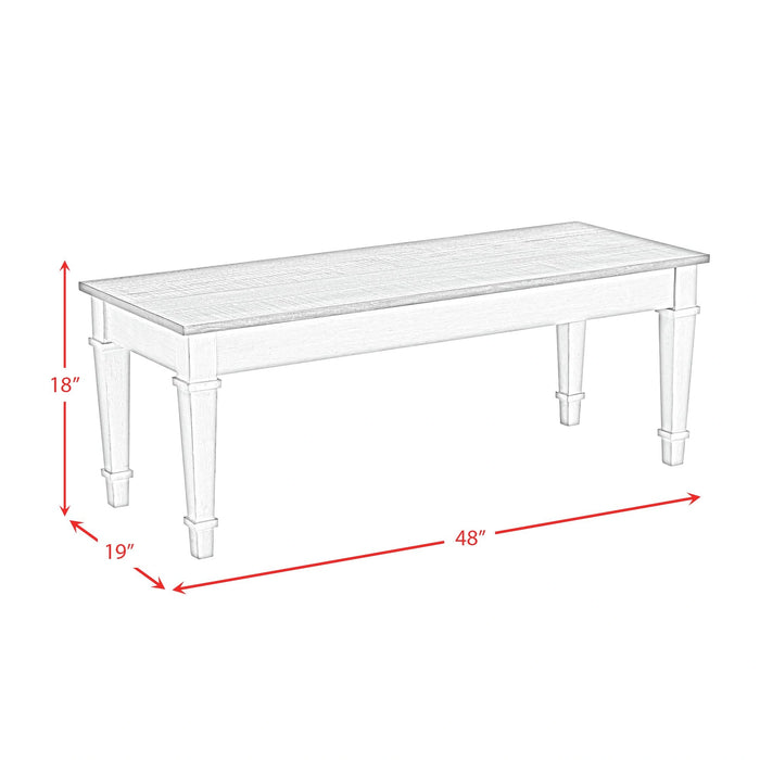 Farmington Storage Dining Bench in Medium Brown and Washed Stone