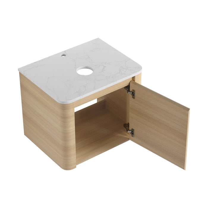 Mounted Bathroom Vanity With Art Sink, 2 Storage Shelves, Soft Close Door
