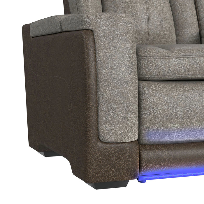 Lantana 2PC Living Room Set in Rocky Grey/Brown-Sofa & Loveseat