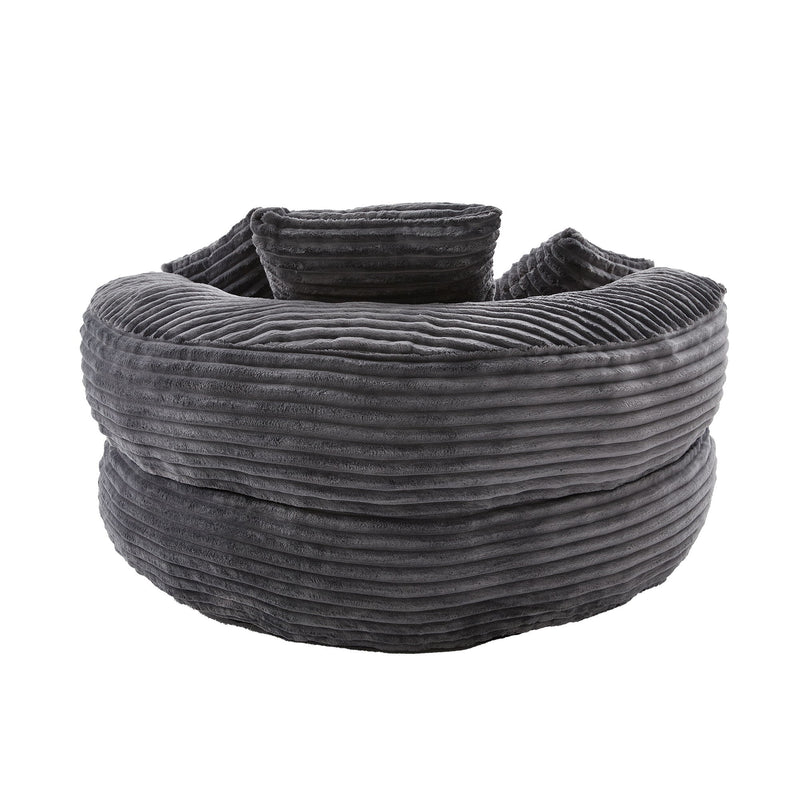Oversized Bean Bag Chair With 3 Pillows & Armrest - Dark Gray