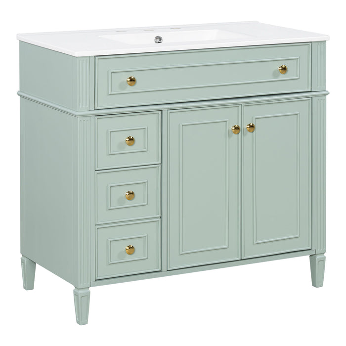 Bathroom Vanity With Sink, 3 Drawers & 2 Soft-Close Doors