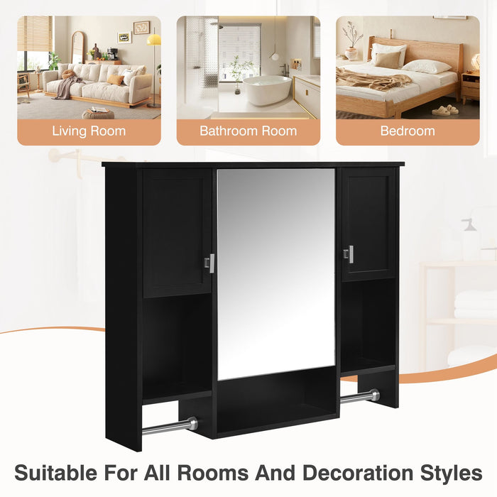 Wall Mounted Bathroom Storage Cabinet With Mirror, Medicine Cabinet With Towel Bar