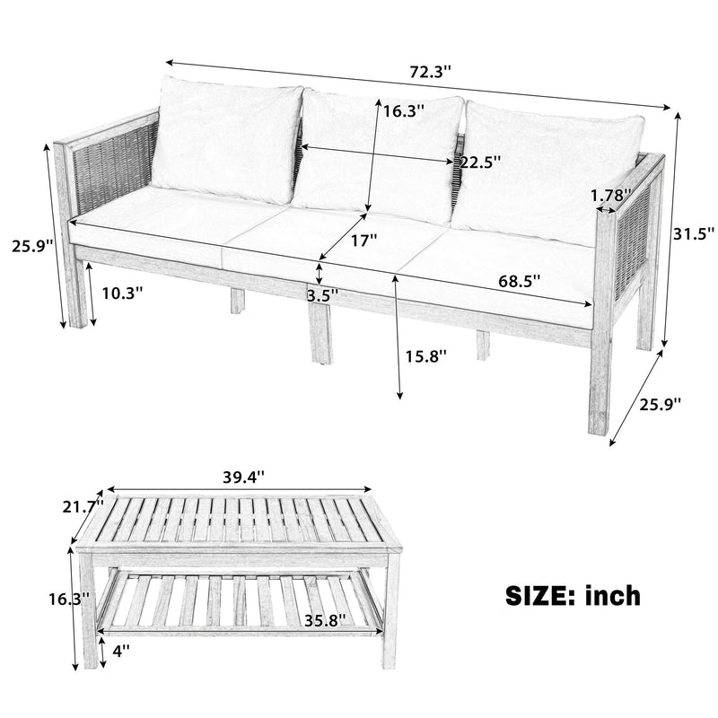 Patio Set Outdoor With Coffee Table And Cushions