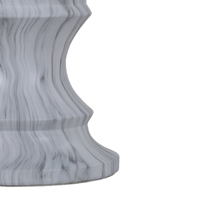 Geometric Round Outdoor End Table - Marble