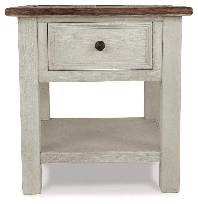 Bolanburg - Rectangular End Table - White / Brown / Beige