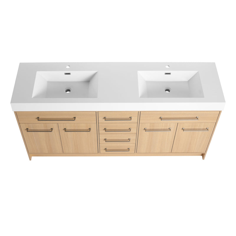 Freestanding Bathroom Vanity With Resin Sink, Soft-Closing Doors And Drawers