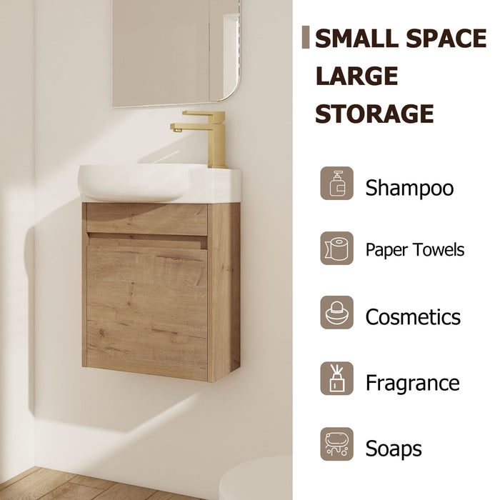 Modern Bathroom Vanity With Ceramic Basin, Wall Mounted Floating Sink Combo, Storage Cabinet