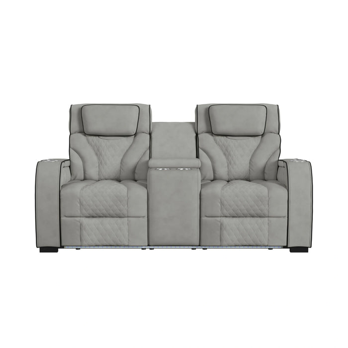 Blitz Motion Loveseat with Console, and LED