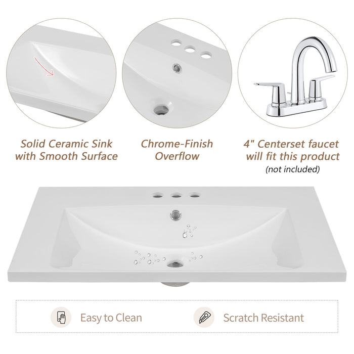 Modern Bathroom Vanity With Sink Combo, Multi Functional Cabinet With Doors And Drawer