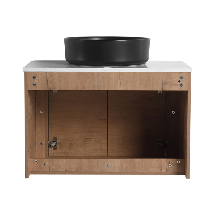 Wall Mounted Bathroom Vanity With Art Sink, 1 Storage Shelf, Soft Close Door