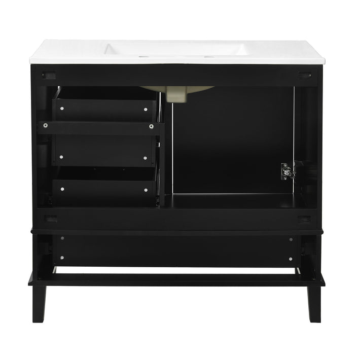 Bathroom Vanity, Modern Bathroom Cabinet With Sink Combo Set, Bathroom Storage Cabinet With A Soft Closing Door And 3 Drawers, Solid Wood Frame