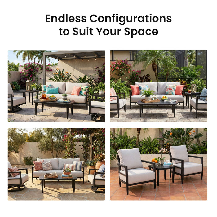 6 Piece Outdoor Conversation Set With Swivel Chairs - Ember Black