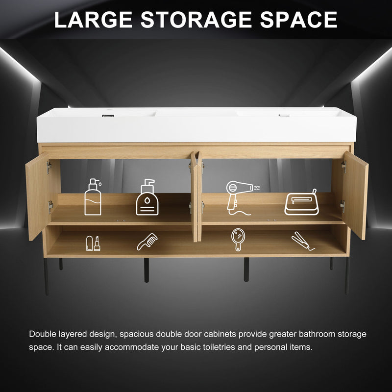 Modern Bathroom Vanity Combo With Single Resin Sink And Storage Cabinet