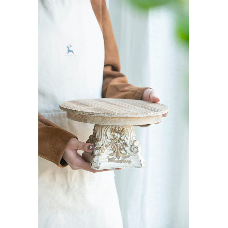 Cake Stand, Cake Plate With Magnesium Base - Cream / Brown