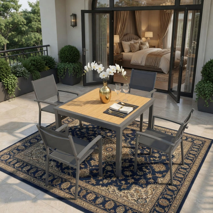 5 Piece Patio Dining Set, Table And Chairs For Outdoor Use - Gray