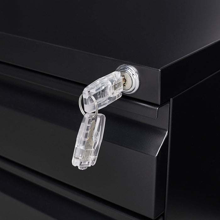 Contemporary 3 Drawer Mobile Filing Cabinet With Lock, Metal Office Storage For Legal / Letter Size