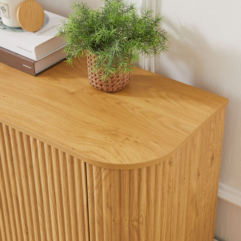 Modern Wavy TV Stand Rounded Sideboard With Storage Cabinet