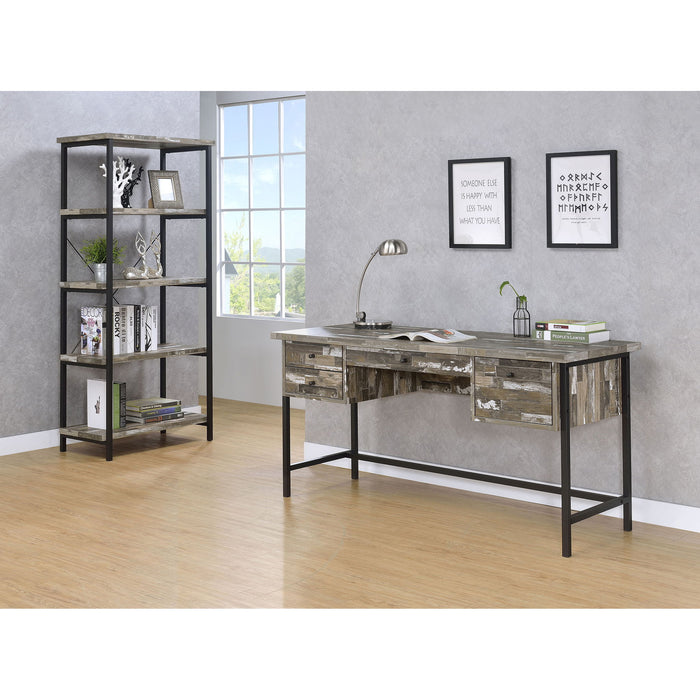 Salvaged - 4 Shelf Writing Desk With Hollow Board - Brown