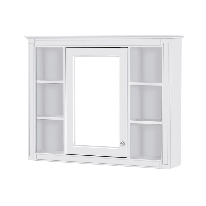 Wall Mounted Medicine Cabinet With Mirror, Storage Cabinet Featuring 6 Open Shelves And Adjustable Interior