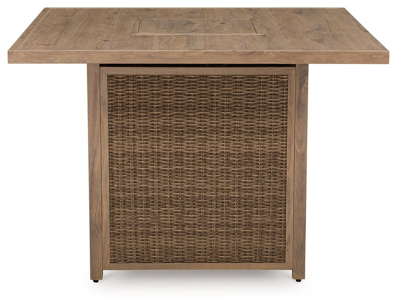 Walton Bridge - Square Bar Table With Fire Pit - Driftwood