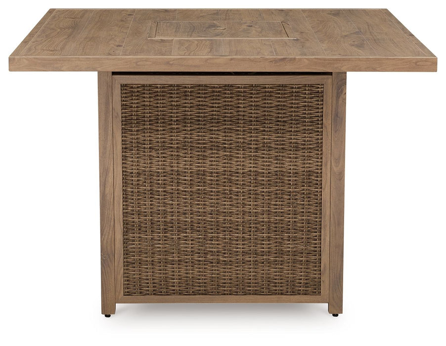 Walton Bridge - Square Bar Table W/Fire Pit - Driftwood