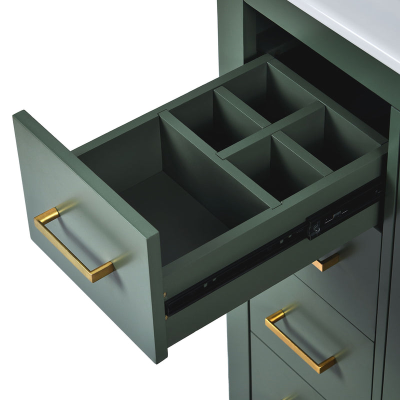 Ceramic Sink Combo, Freestanding Vanity Set With 3 Drawers & Soft Closing Doors