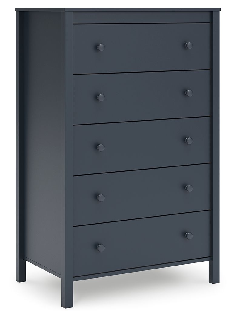 Simmenfort - Five Drawer Chest - Navy Blue