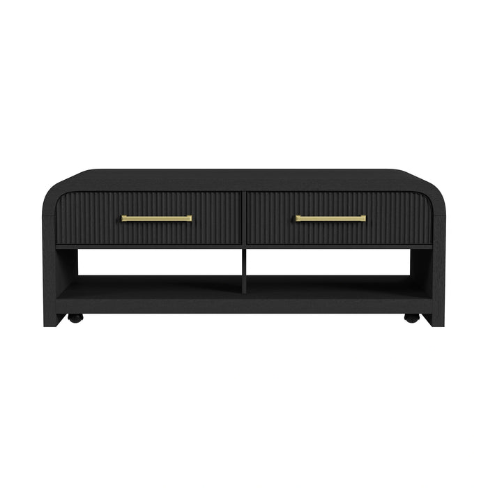Ridgemont Coffee Table with Casters/Push Through Drawer
