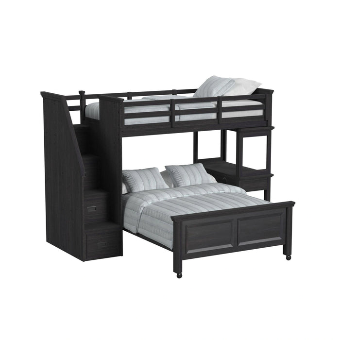 Hampton Kids Over Loft with Staircase and Desk with Speaker