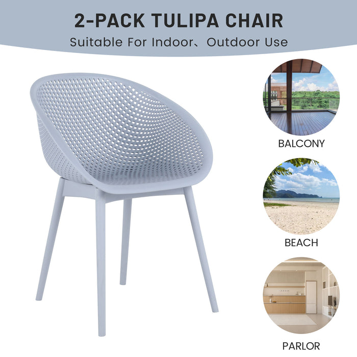 2 Piece Durable Single Chair With Hollow Out Design