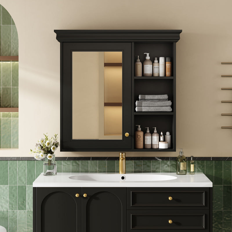 Wall Mounted Bathroom Medicine Cabinet With Mirror And Adjustable Storage With Soft Close Hinges