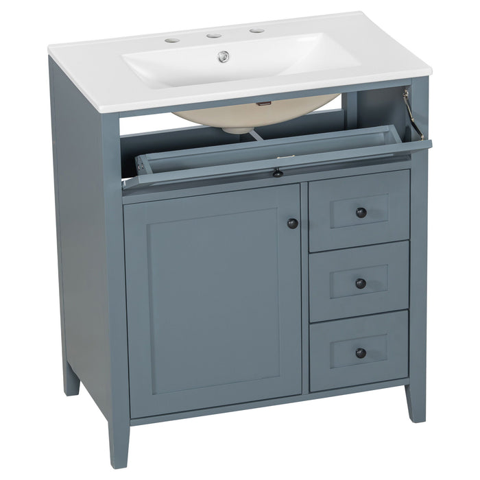 Bathroom Vanity With Sink, 3 Drawers And Adjustable Shelf