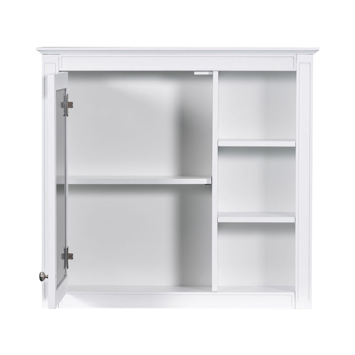 Bathroom Vanity With Top Sink, 2 Doors And 3 Drawers, Freestanding Set With Mirror Cabinet