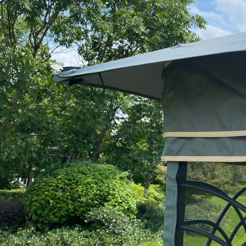 Patio Gazebo Tent With Ventilated Double Roof And Mosquito Net