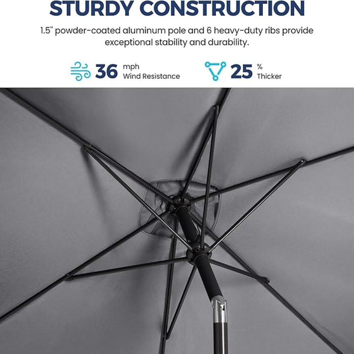 Rectangular Patio Umbrella With Crank Tilt, Polyester UV-Resistant Canopy