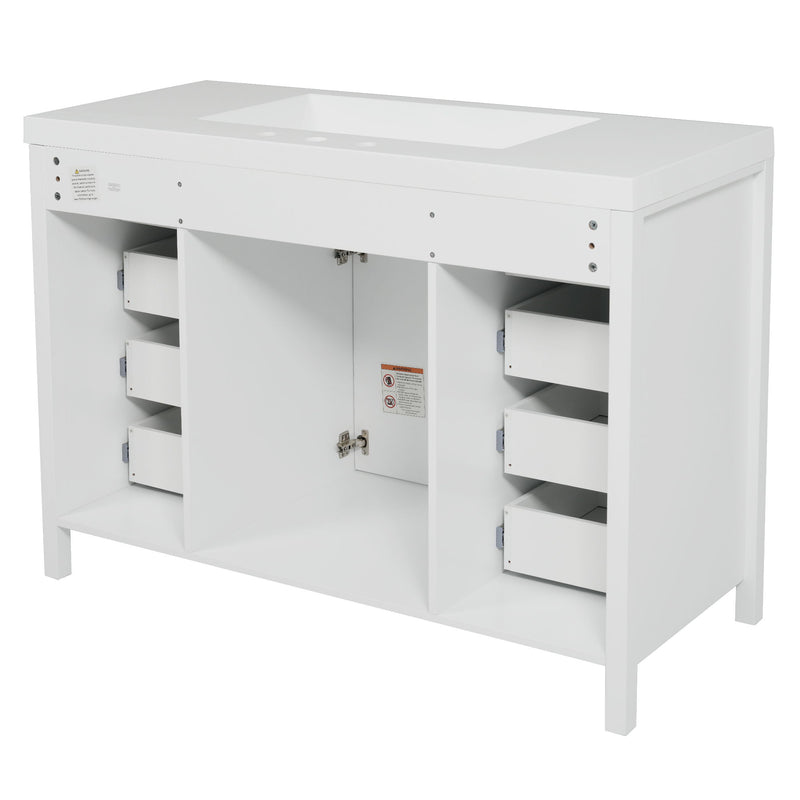 Bathroom Vanity With Sink, 2 Doors 8 Drawers, Soft Close System, Classic Design