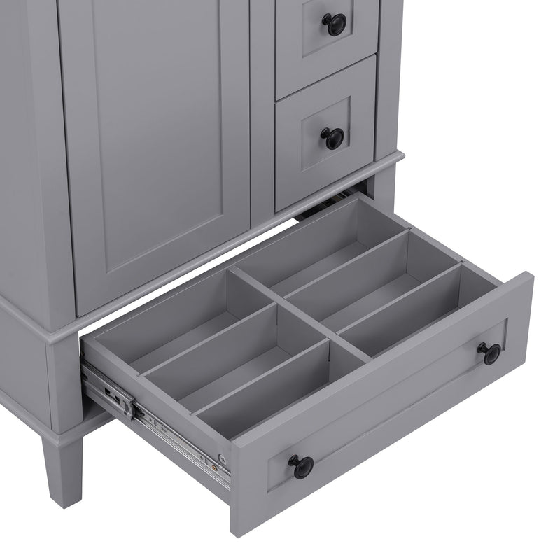 Bathroom Vanity With Integrated Basin, Soft Close Drawers, Door Mounted Double Layer Shelf