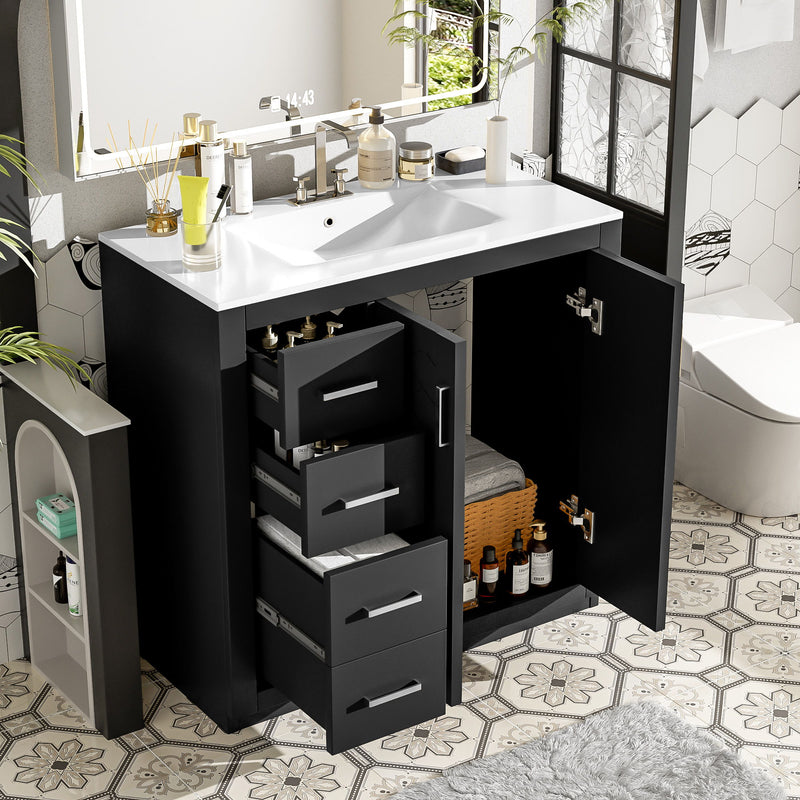 Bathroom Vanity With Sink Combo, Storage Cabinet, Freestanding Set With 3 Drawers & Soft Closing Doors