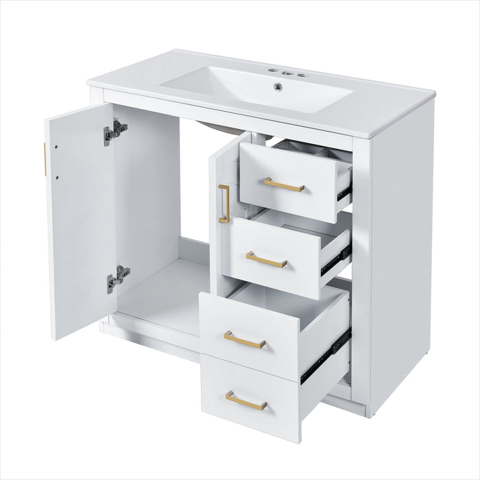 Bathroom Vanity With Sink Combo, Storage Cabinet, Freestanding Set With 3 Drawers & Soft Closing Doors