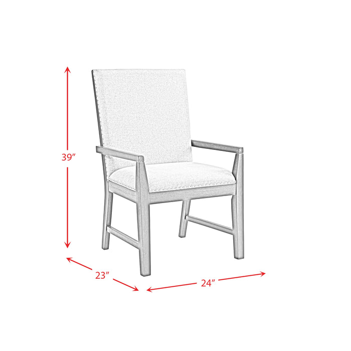 Donovan 7PC Standard Height Dining Set-Table, Four Side Chairs & Two Arm Chairs in Gray