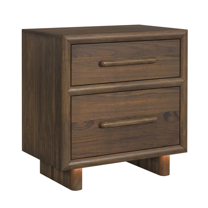 Brisbane UPH Bedroom Set with Boucle Beige and LED in Brown