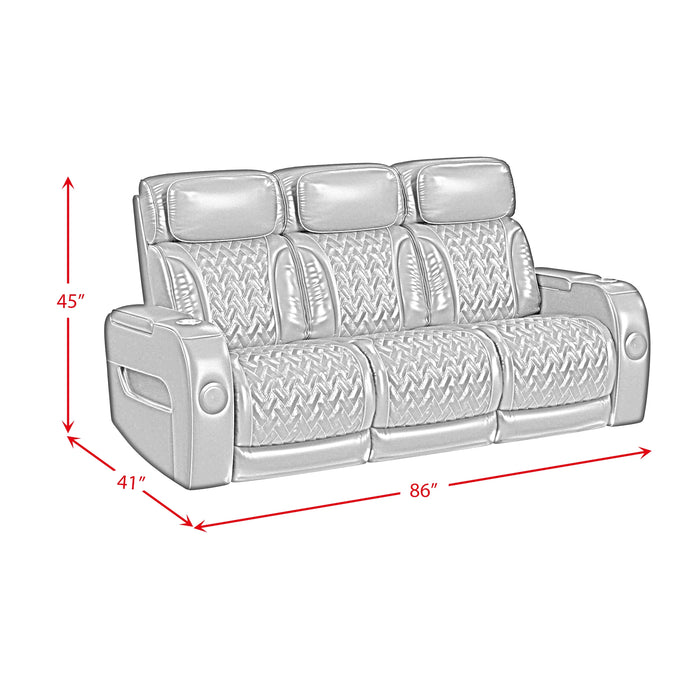 Prime Time P3 Living Room Set in Jett Black with Red Stitching